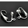 2 supports  attache boucles d'oreille clip laiton argent vif