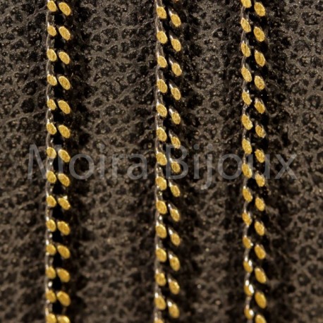 1metre chaine laiton electroplate noire/bronze doré 1x1mm