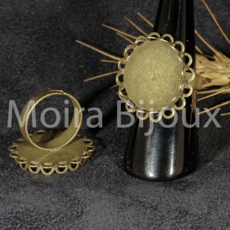 2 supports bague double plateau dentelle bronze 18mm