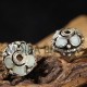 2 perles boulier émailles argenté bleu ethnique 11x7,5mm