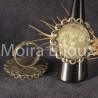 2 supports bague double plateau dentelle bronze 25mm