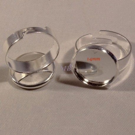 2 support bagues laiton argent clair réglable 14mm
