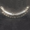 plastron connecteur demi-lune métal argenté  feuille ciselés 95x10mm