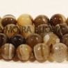 6 perles pierre agate facettée marron beige  enrubannée 10mm