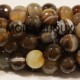 6 perles pierre agate facettée marron beige  enrubannée 10mm
