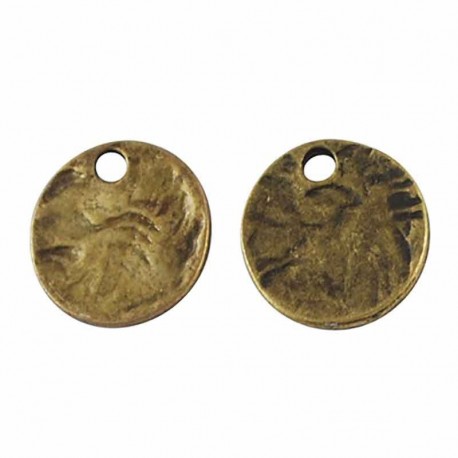10  sequins rond bronze froissés  13mm
