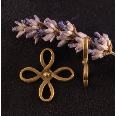 10 connecteurs fleur bronze réversible ethnique 18x18x2mm