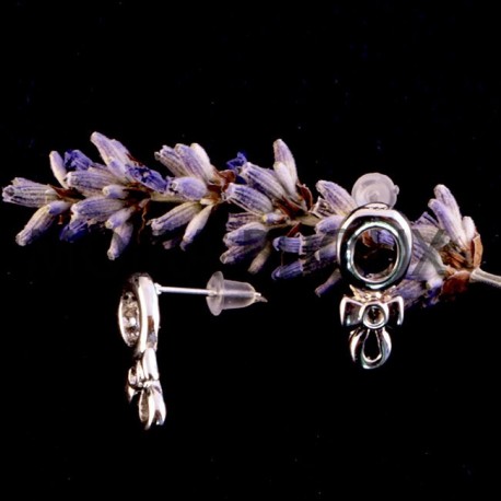 2 boucles d'oreille puce noeud papillon acier   16x7mm