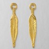 10 breloques feuille relief lisse metal doré 29x5mm