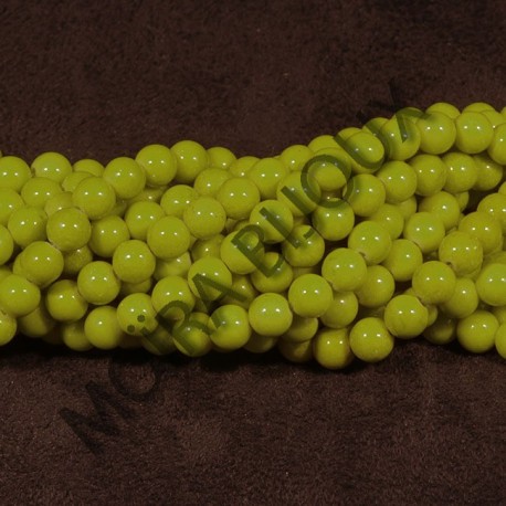 20 perles pierre jade naturelle  ronde  vert anis 6mm