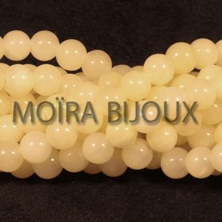 20 perles pierre jade naturelle ronde jaune paille 6mm
