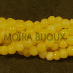 20 perles pierre  jade naturelle  ronde jaune clair 6mm