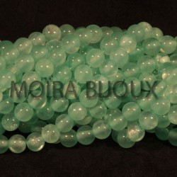 20 perles pierre jade ronde  vert lagon clair 6mm