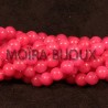 20 perles pierre jade ronde rose fuchsia 6mm