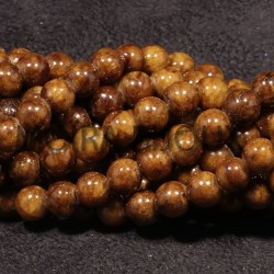 20 perles pierre jade ronde chocolat marbré 6mm