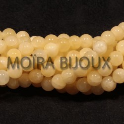 20 perles pierre jade ronde coquille d'oeuf 6mm