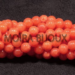 20 perles pierre jade ronde orange sanguine  6mm