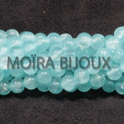 20 perles pierre jade ronde bleu ciel 6mm