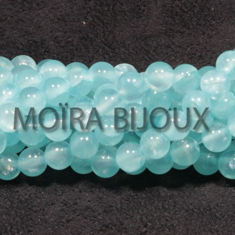 20 perles pierre jade ronde bleu ciel 6mm