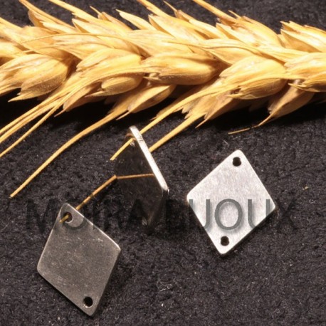 4 connecteurs acier sequin losange inoxydable 14x11mm