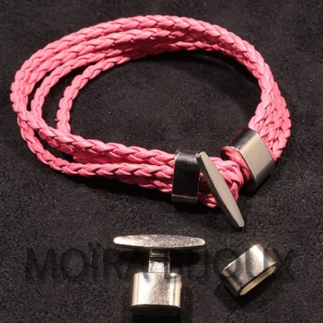 Fermoir crochet toggle zamak argenté 2 pièces 23x18mm et 13.5x8.5mm