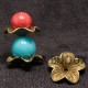 10 calottes coupelles fleur bronze 5 pétales 18mm
