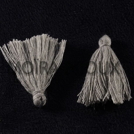 10 pompons breloque coton couleur gris  25x5mm