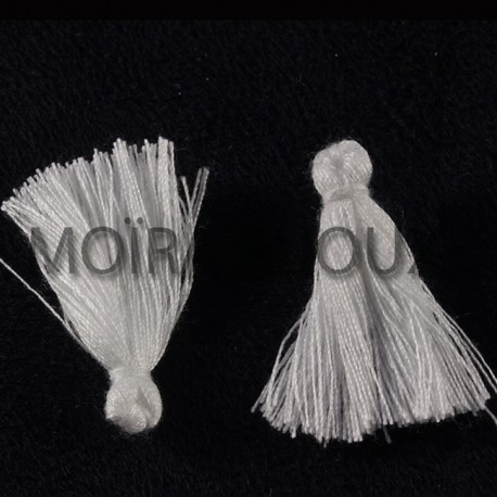 10 pompons breloque coton couleur blanc pur 25x5mm