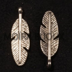 10 breloques plume argent lisse ovales 30x2mm