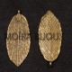 4 breloques feuilles bronze lisse ovales 48x24mm