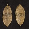 4 breloques feuilles bronze lisse ovales 48x24mm