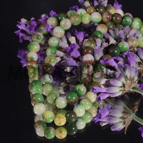 20 perles pierre jade ronde vert /blanc /chocolat  4mm