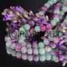 20 perles pierre  jade ronde vert/framboise  4mm