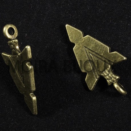 6 breloques pointe de  flèche ethnique bronze  30x15mm