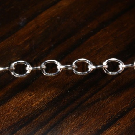 1 Mètre chaîne maillon soudé argenté CLAIR  ovale lisse 024Y  4x3mm