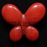 2 perles breloque  papillons howlite rouge  diamètre 30x25mm