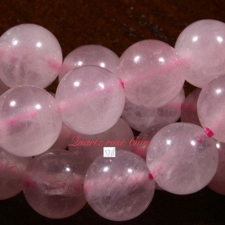 10 perles  de quartz rose non teintée rondes 6mm