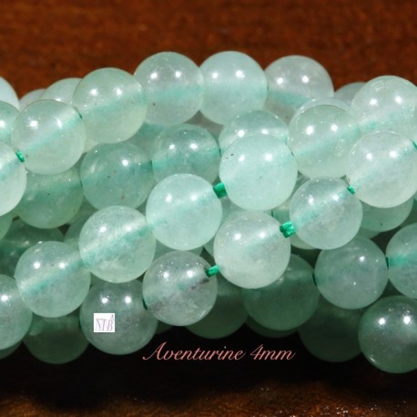20 perles pierre jade aventurine  vert pâle ronde 4mm