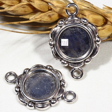 5 connecteurs  supports cabochon couleur argenté  diamètre 10mm