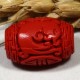 2 perles sculptées cinabre rouge tonneau rond 13x20mm