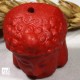 2 perles bouddha sculptée cinabre rouge  24x19mm