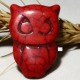 2 perles chouette howlite turquoise synthétique rouge  diamètre 30x20mm