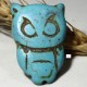 2 perles chouette howlite turquoise synthétique diamètre 30x20mm