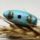 2 perles chouette howlite turquoise synthétique diamètre 30x20mm