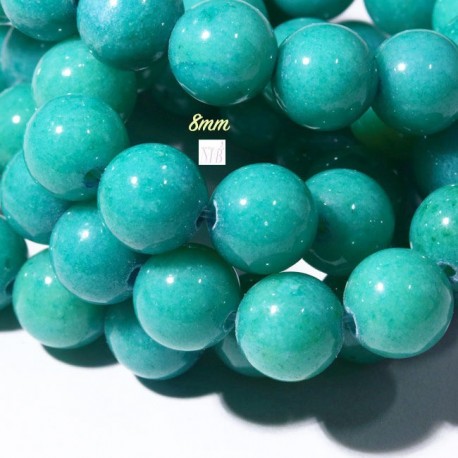 10 perles pierre  jade  Mashan turquoise/vert   8mm rondes