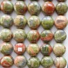 2 cabochons  pierre de gemme unakite  veiné  12mm