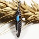 10 breloques plumes argenté  émaillage bleu ciel 27x5mm