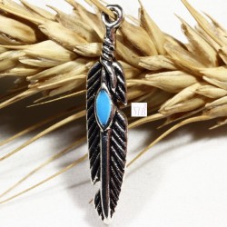 10 breloques plumes argenté  émaillage bleu ciel 27x5mm