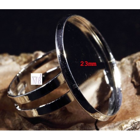 2 supports bague cabochon laiton argent 23/24mm