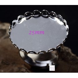 2 supports bague cabochon laiton dentelle 25mm